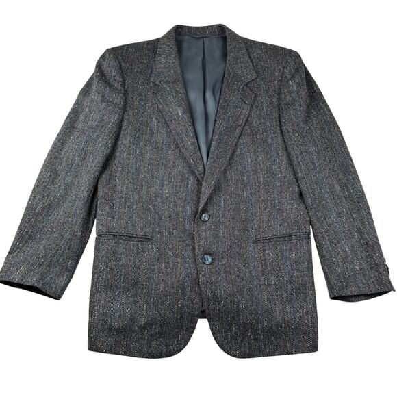 Jean Paul Germain Vintage Wool Herringbone Tweed Blazer Jacket 44R - Picture 1 of 13